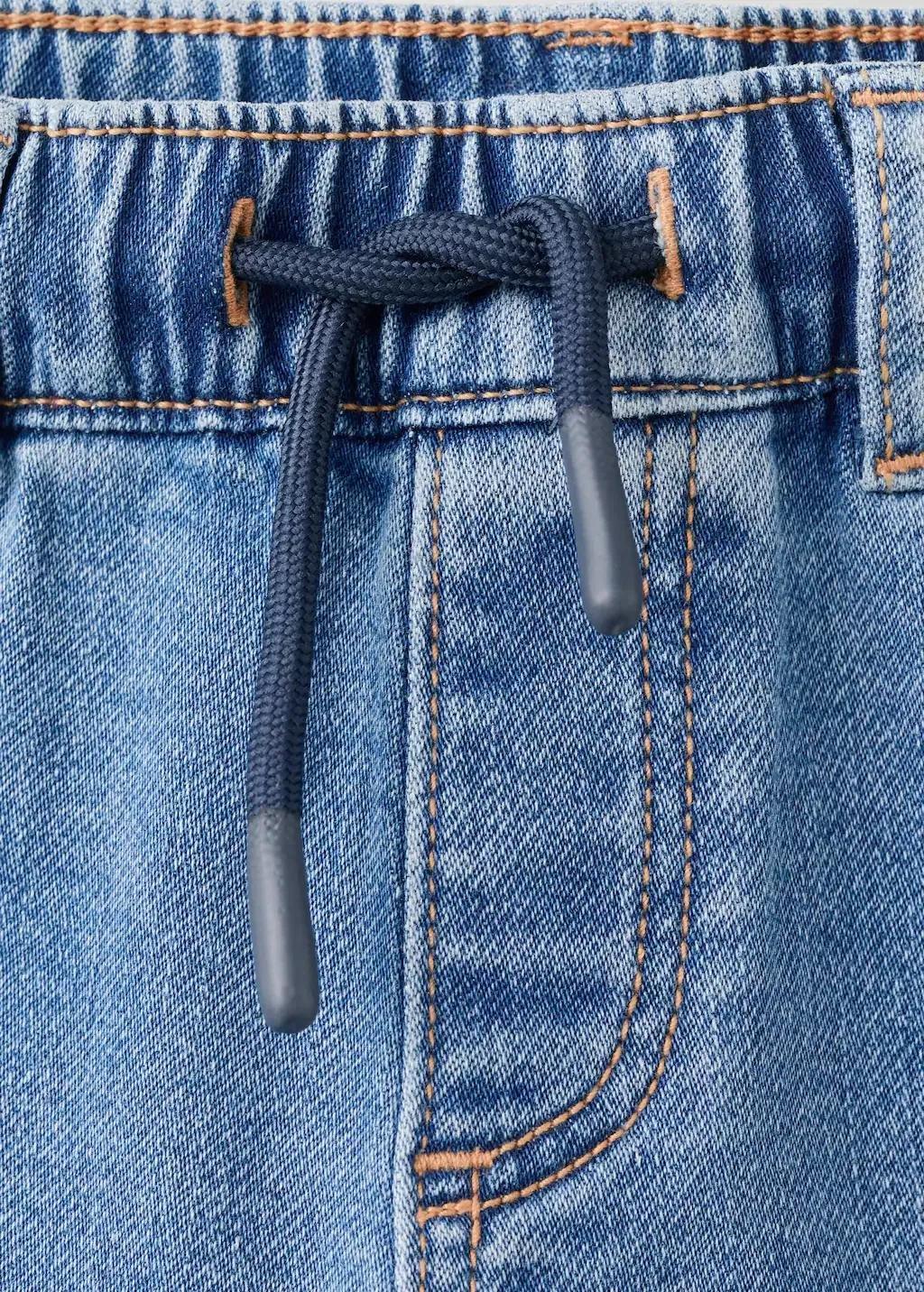 Blue Slim-Fit Drawstring Jeans, Kids Unisex, Open Blue, large image number 1