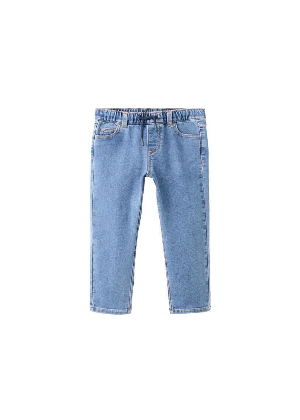 Blue Slim-Fit Drawstring Jeans, Kids Unisex, Open Blue, large image number 4