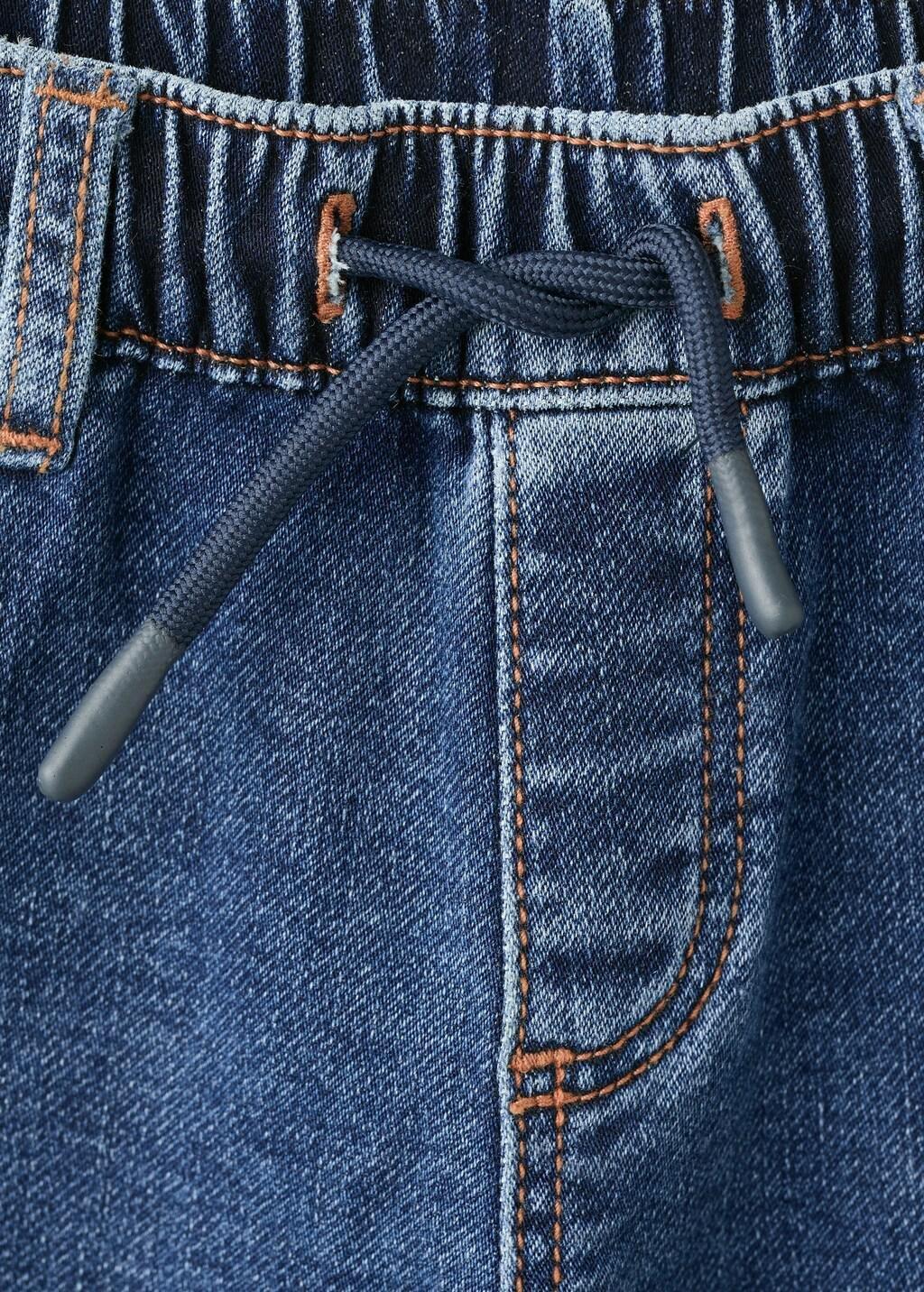 Blue Slim Fit Jeans With Cord Drawstring, Baby Boys, Open Blue, large image number 5