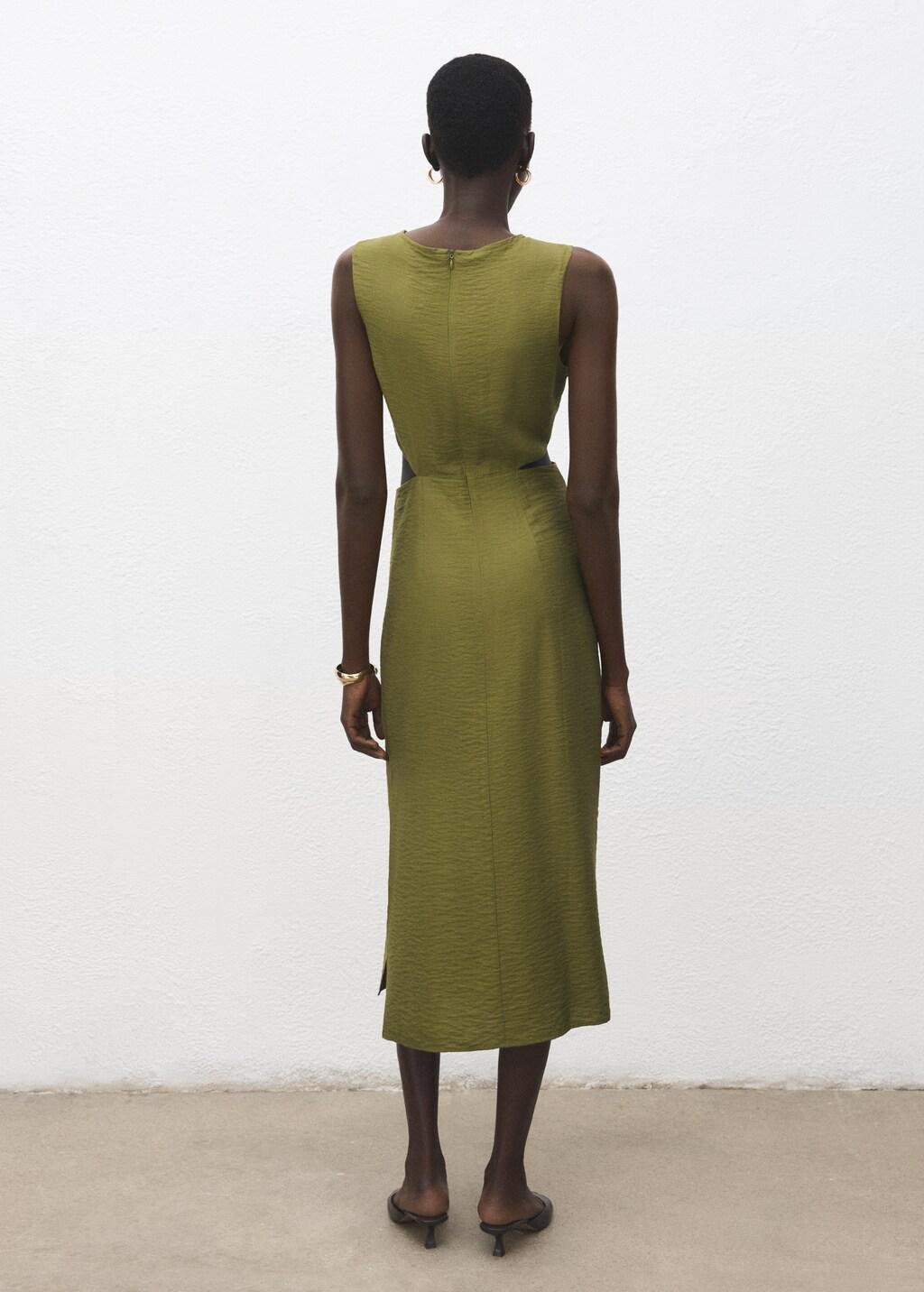 Green Crinkled-Effect Dress With Cut-Out, 0201_40, large image number 2