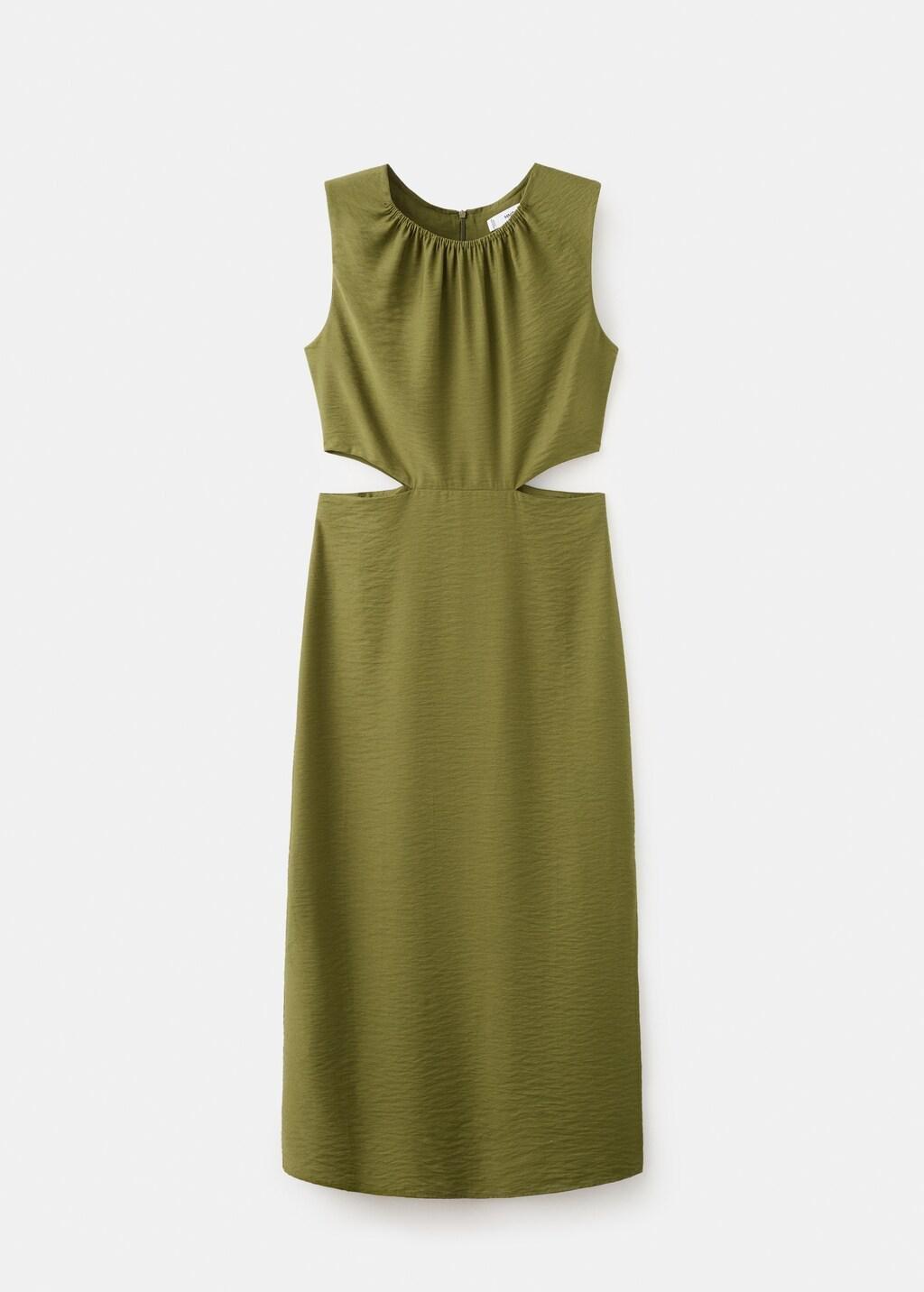 Green Crinkled-Effect Dress With Cut-Out, 0201_40, large image number 7