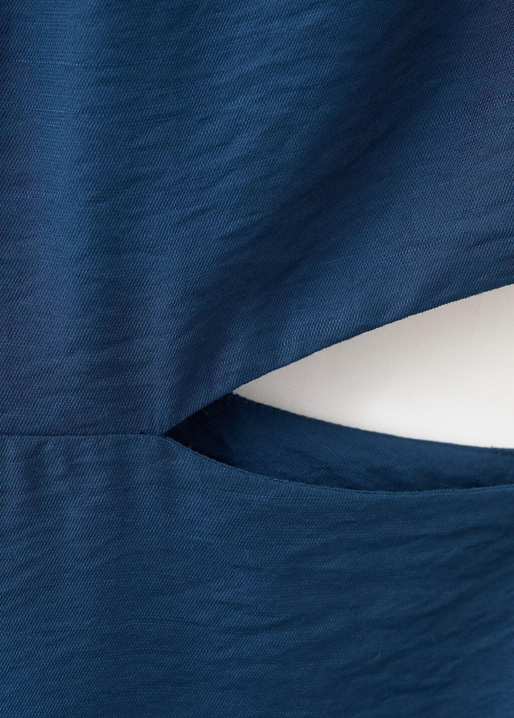 Navy Crinkled-Effect Dress With Cut-Out, Navy, medium