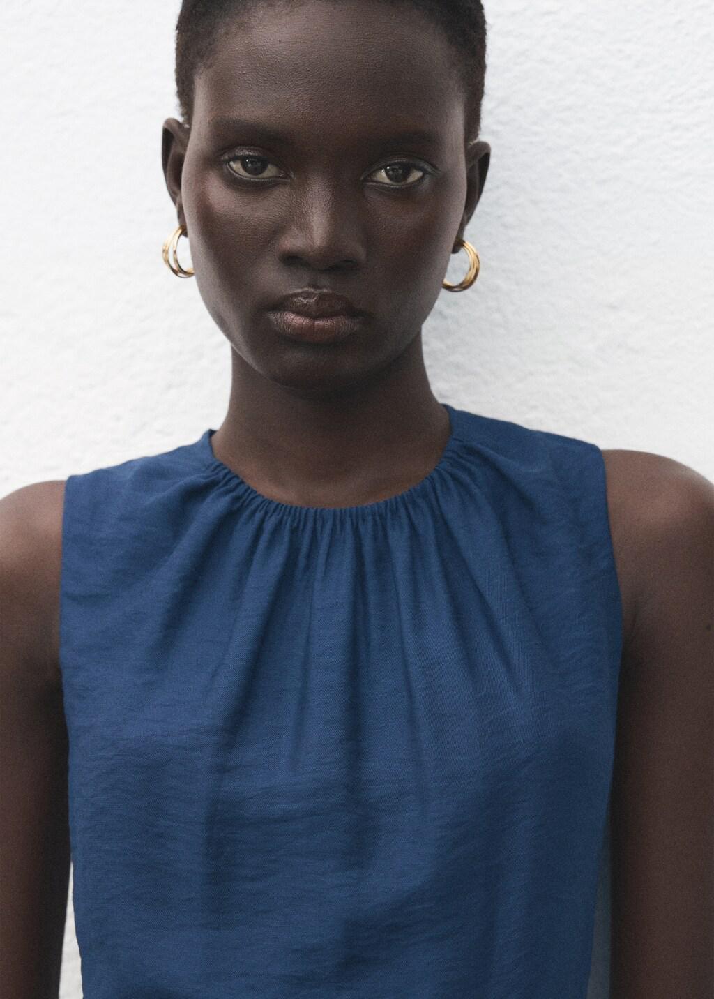 Navy Crinkled-Effect Dress With Cut-Out, Navy, large image number 4