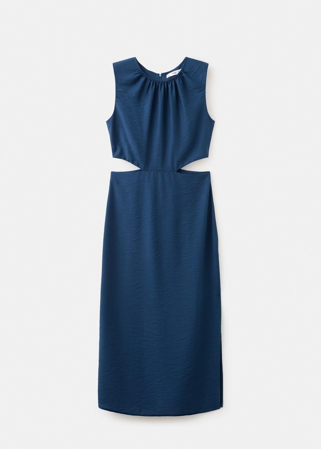 Navy Crinkled-Effect Dress With Cut-Out, Navy, large image number 7