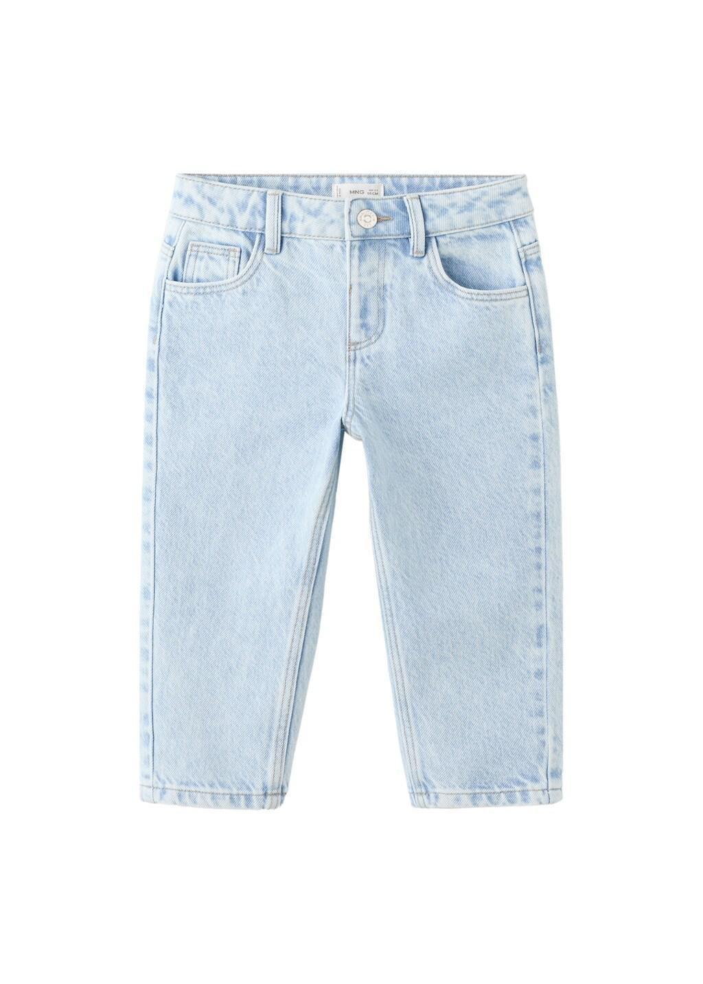 Blue Straight Cotton Jeans, Baby Boy, Open Blue, large image number 4