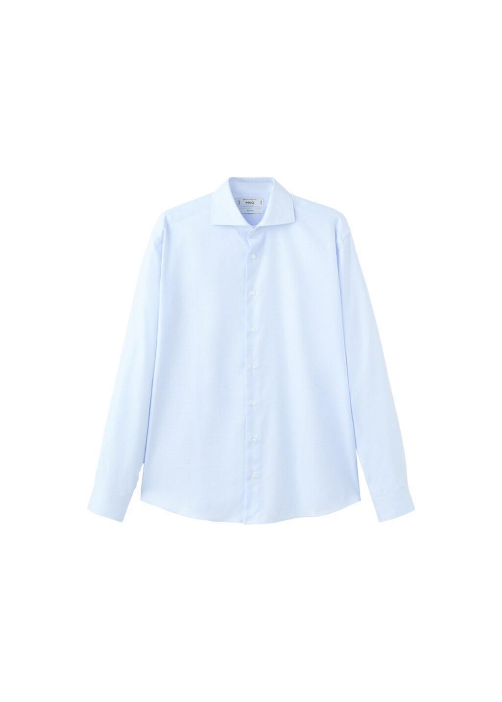 Blue Slim-Fit Micro-Print Twill Suit Shirt, Light-Pastel Blue, large image number 6