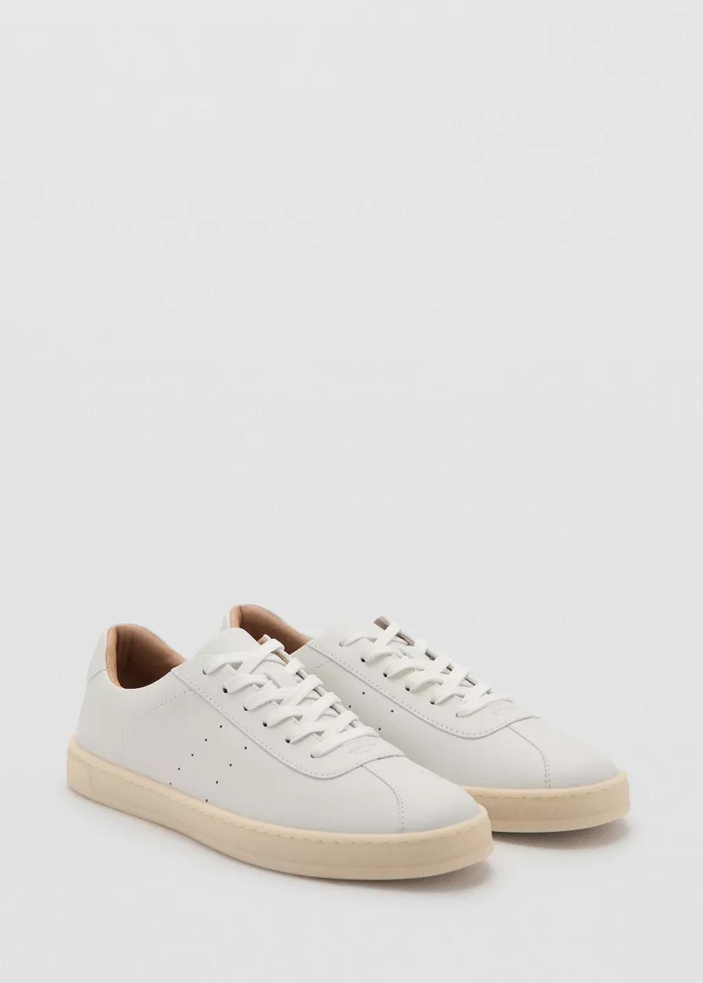White Leather Panel Sneakers, White, large image number 0