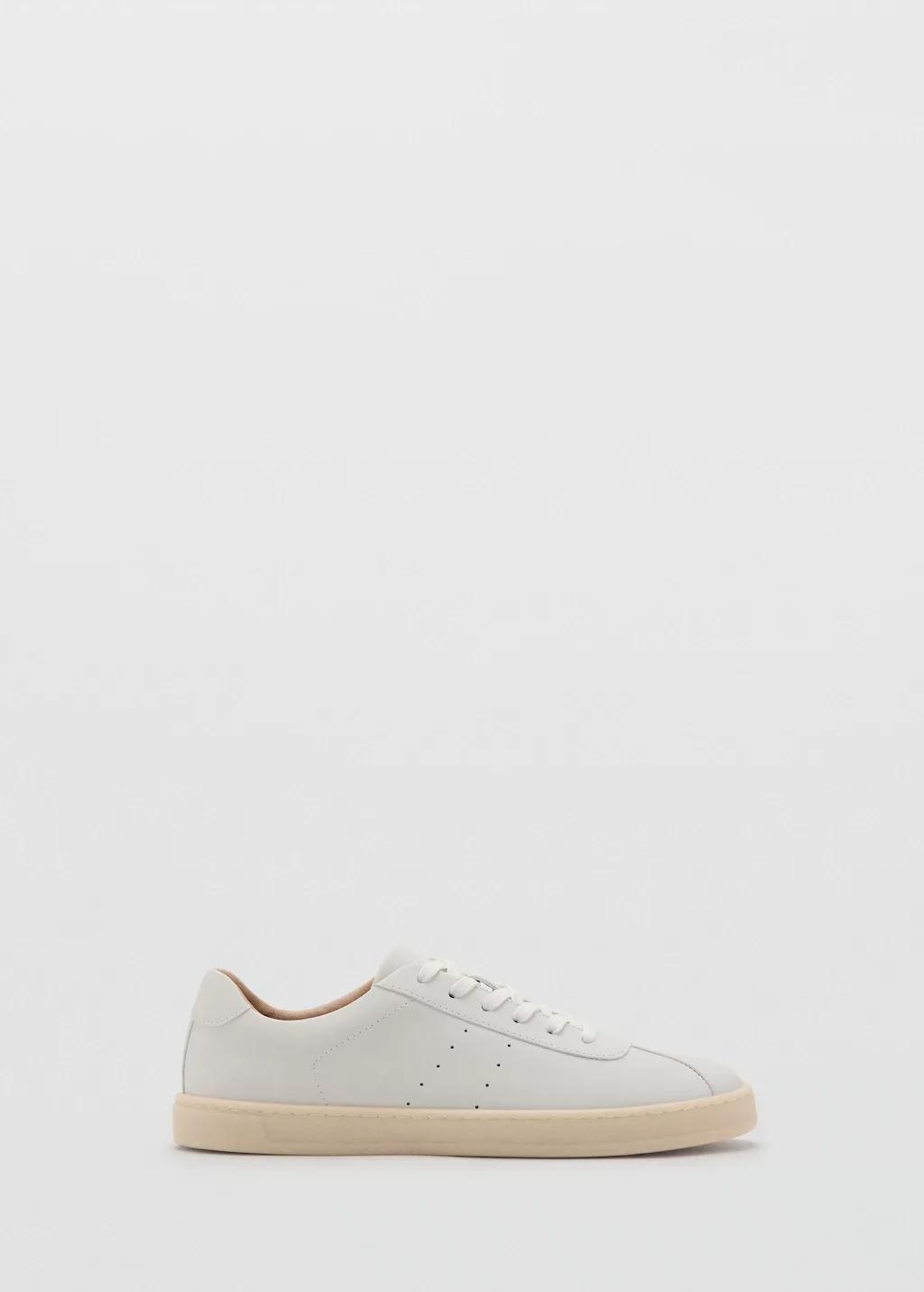 White Leather Panel Sneakers, White, large image number 3