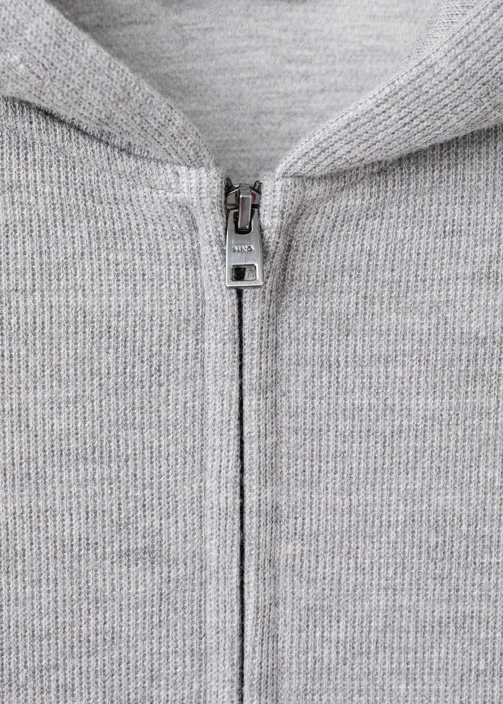 Grey Textured Hooded Sweatshirt, Light Pastel Grey, large image number 1