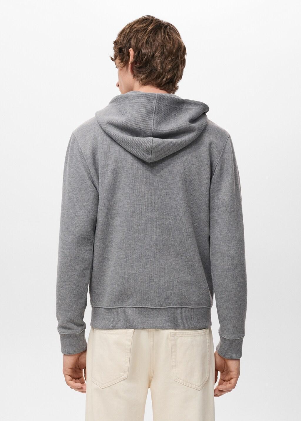 Grey Textured Hooded Sweatshirt, Light Pastel Grey, medium