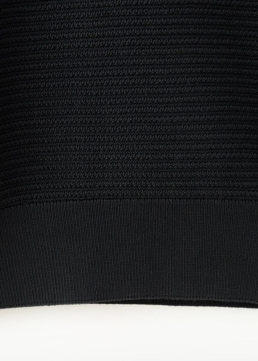 Black Cotton Structured Knitted Sweater, Black, large image number 5