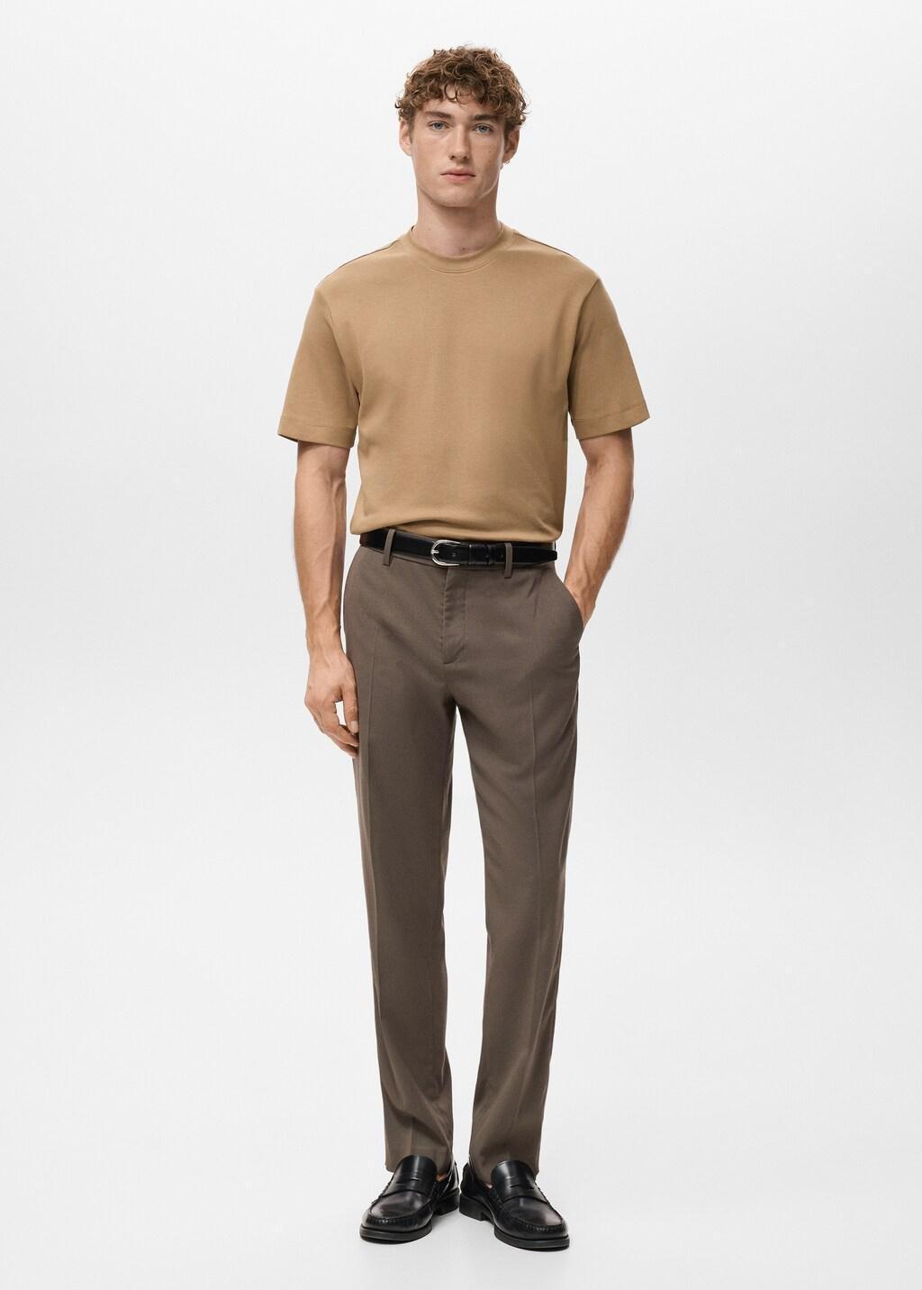 Brown Medium Weight Regular Fit T-Shirt, Medium Brown, large image number 0