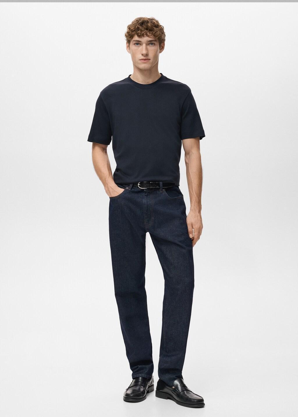 Navy Medium Weight Regular Fit T-Shirt, Navy, large image number 0