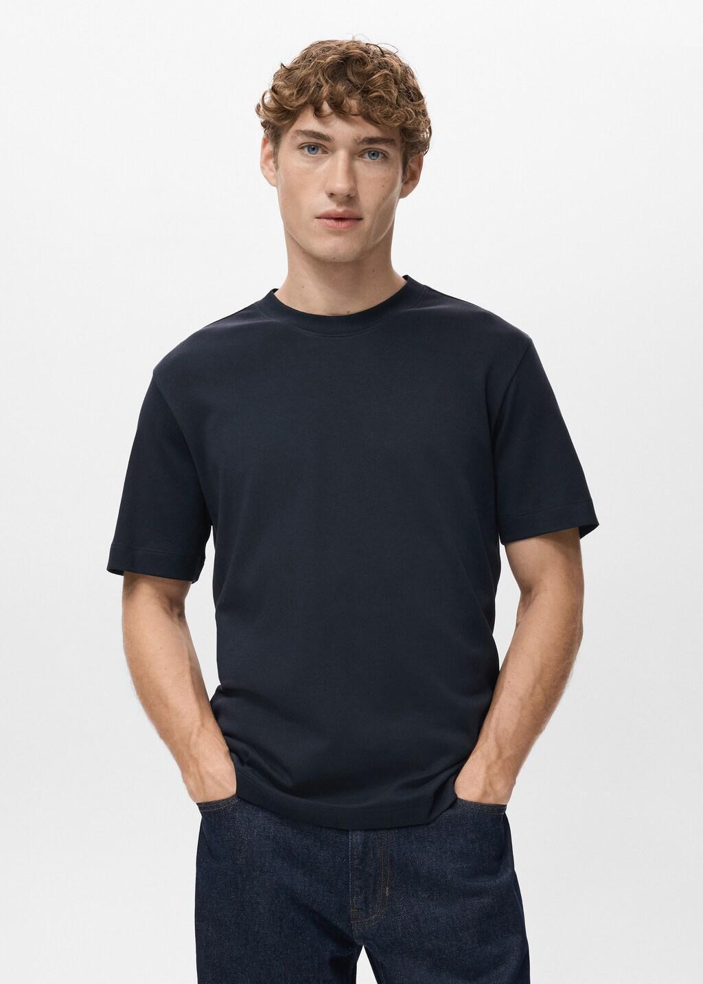 Navy Medium Weight Regular Fit T-Shirt, Navy, large image number 3