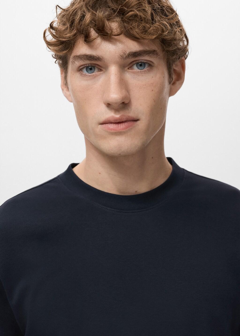 Navy Medium Weight Regular Fit T-Shirt, Navy, large image number 4