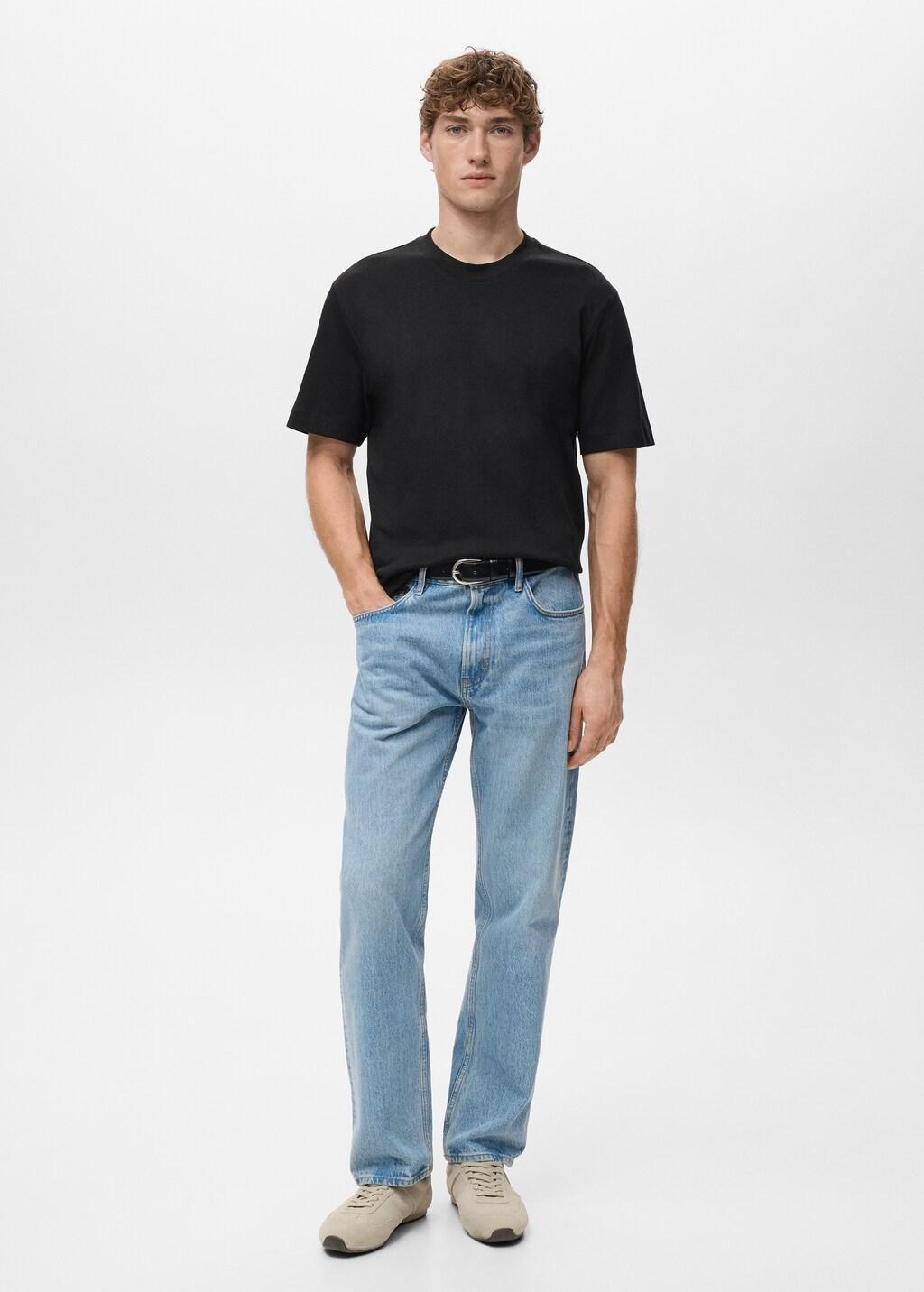 Black Medium Weight Regular Fit T-Shirt, Black, medium