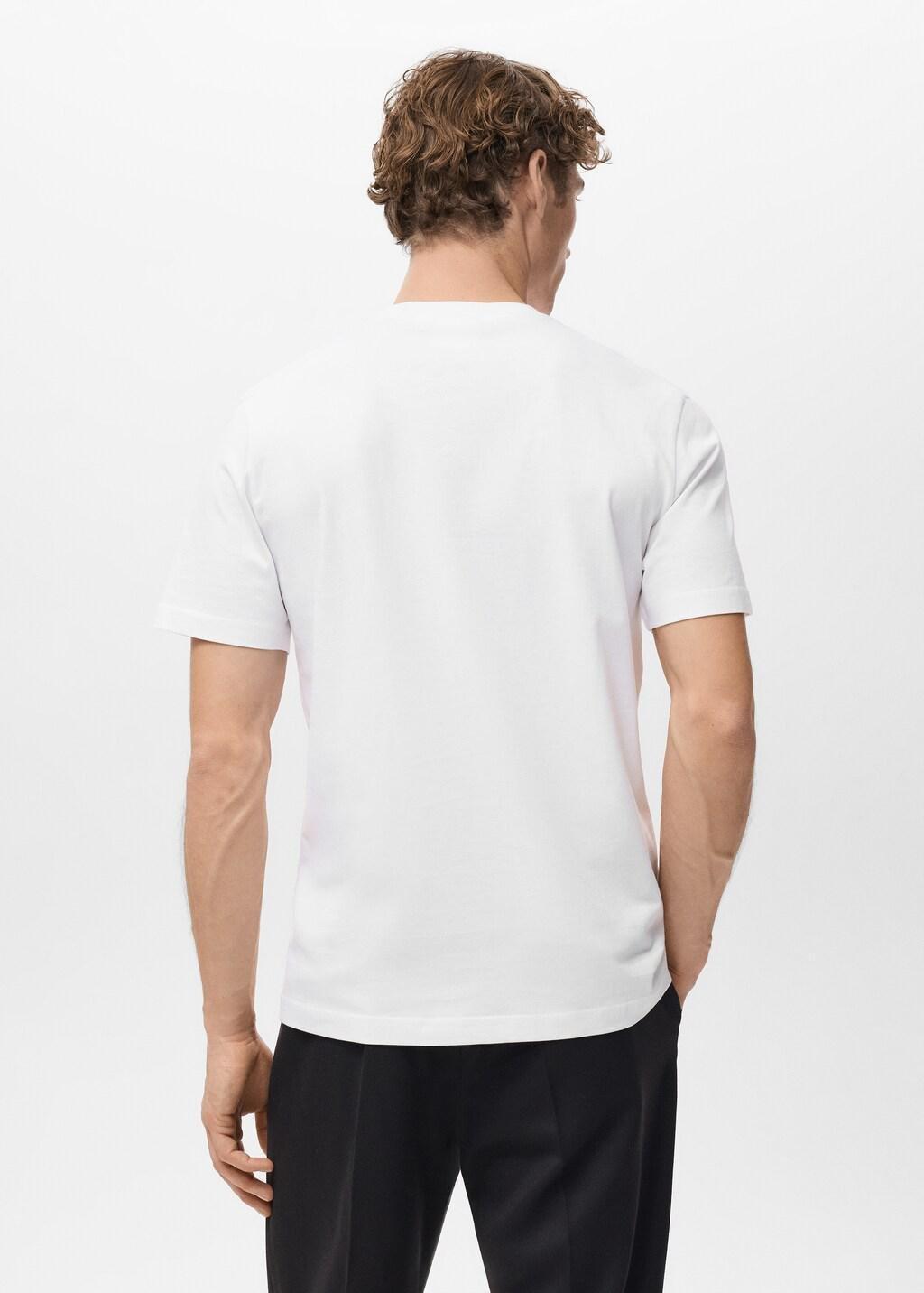 White Cotton Slim-Fit T-Shirt, White, large image number 2