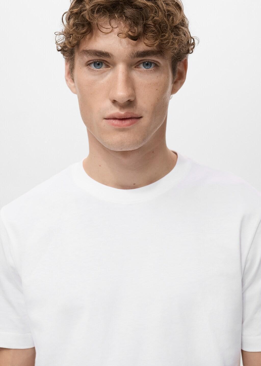 White Cotton Slim-Fit T-Shirt, White, large image number 4