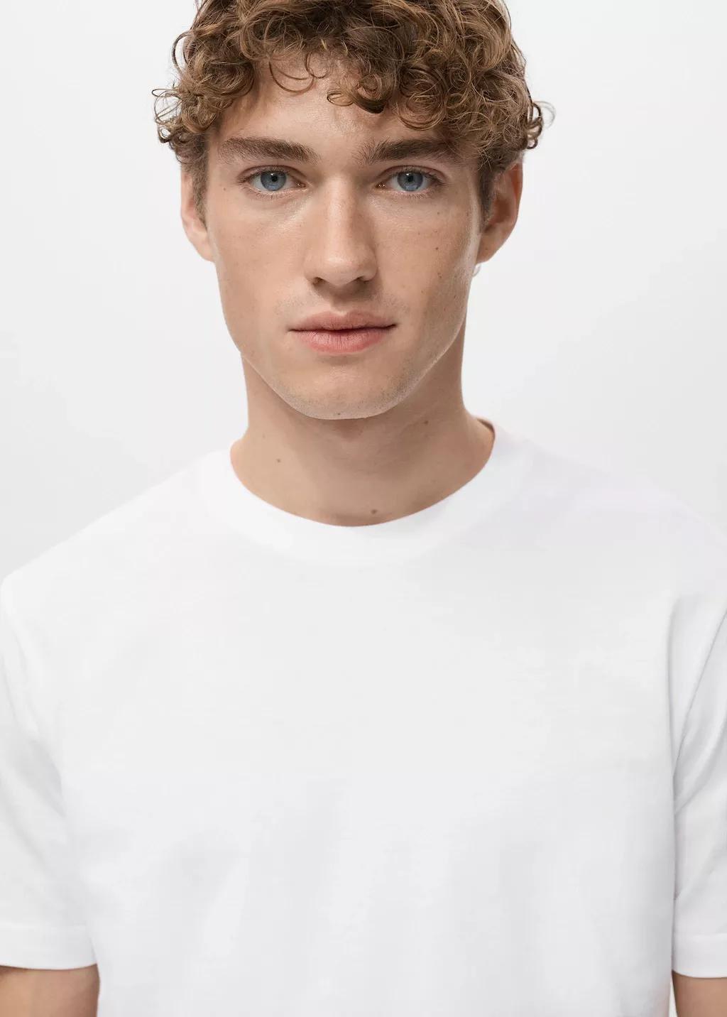 White Cotton Slim-Fit T-Shirt, White, large image number 4