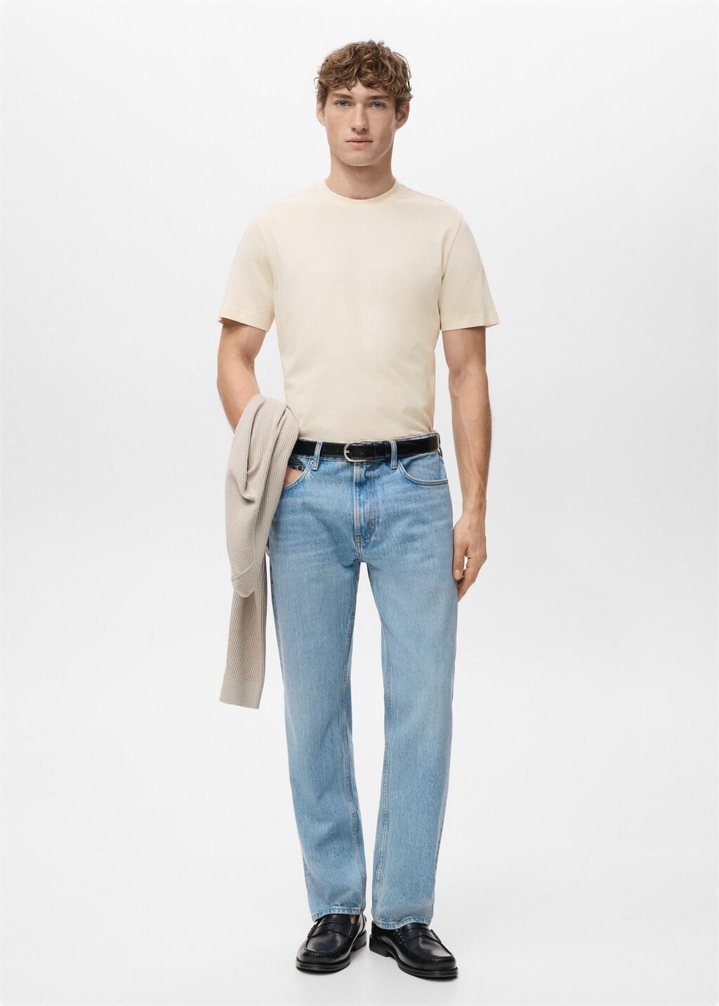 Yellow Cotton Slim-Fit T-Shirt, Yellow, large image number 0