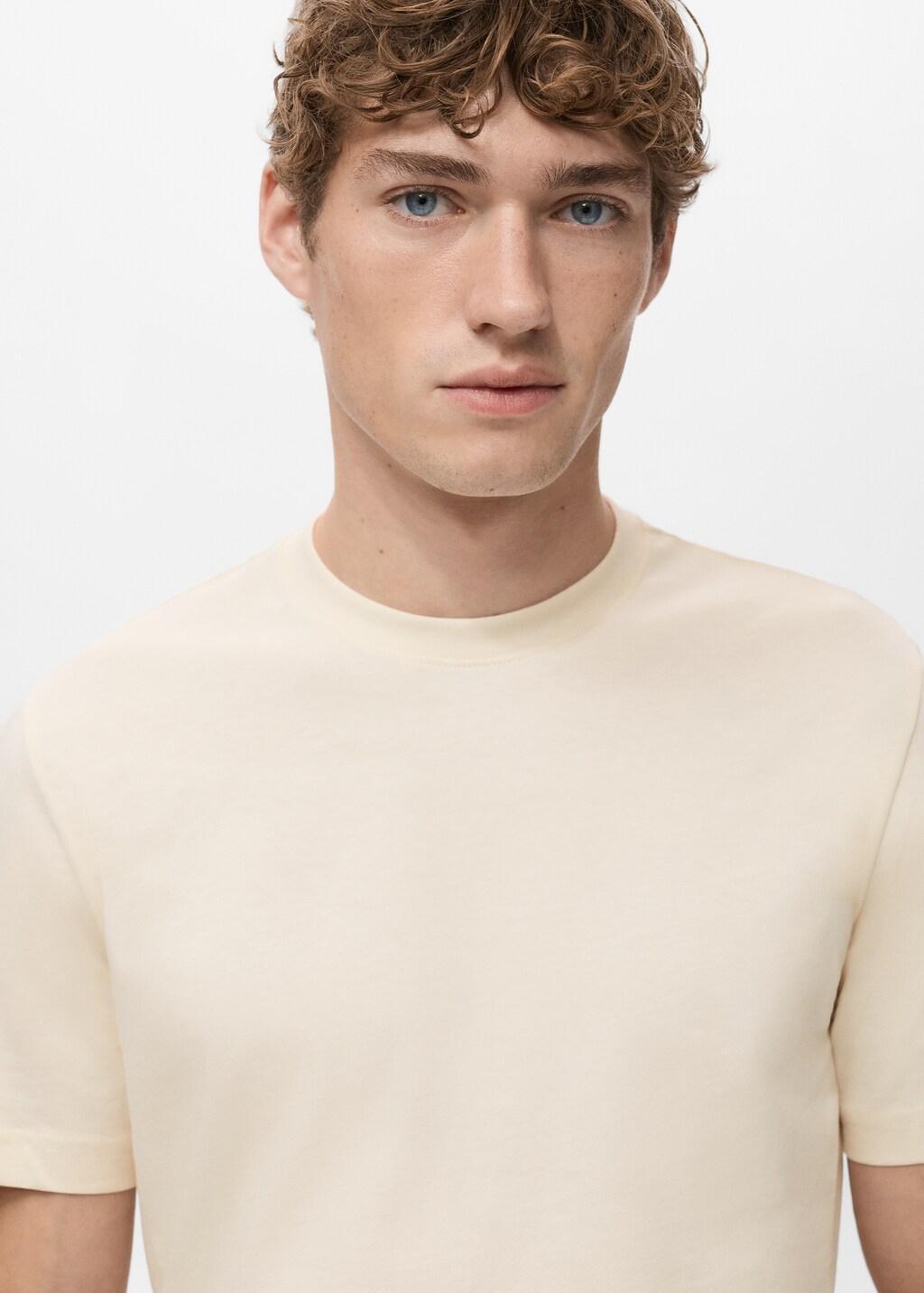 Yellow Cotton Slim-Fit T-Shirt, Yellow, large image number 4