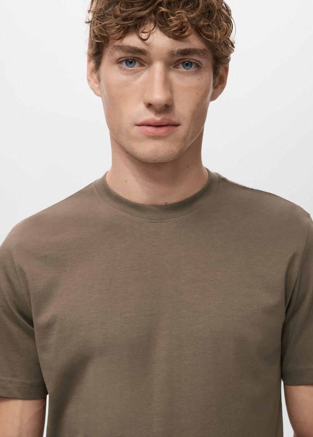 Brown Cotton Slim-Fit T-Shirt, Medium Brown, large image number 4