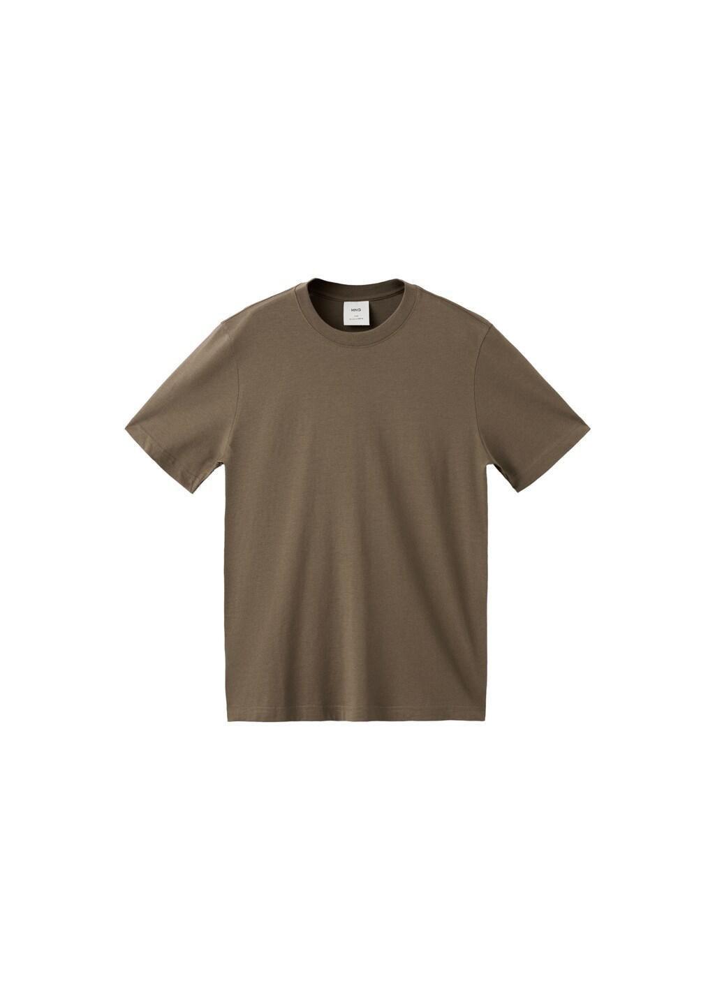 Brown Cotton Slim-Fit T-Shirt, Medium Brown, large image number 5