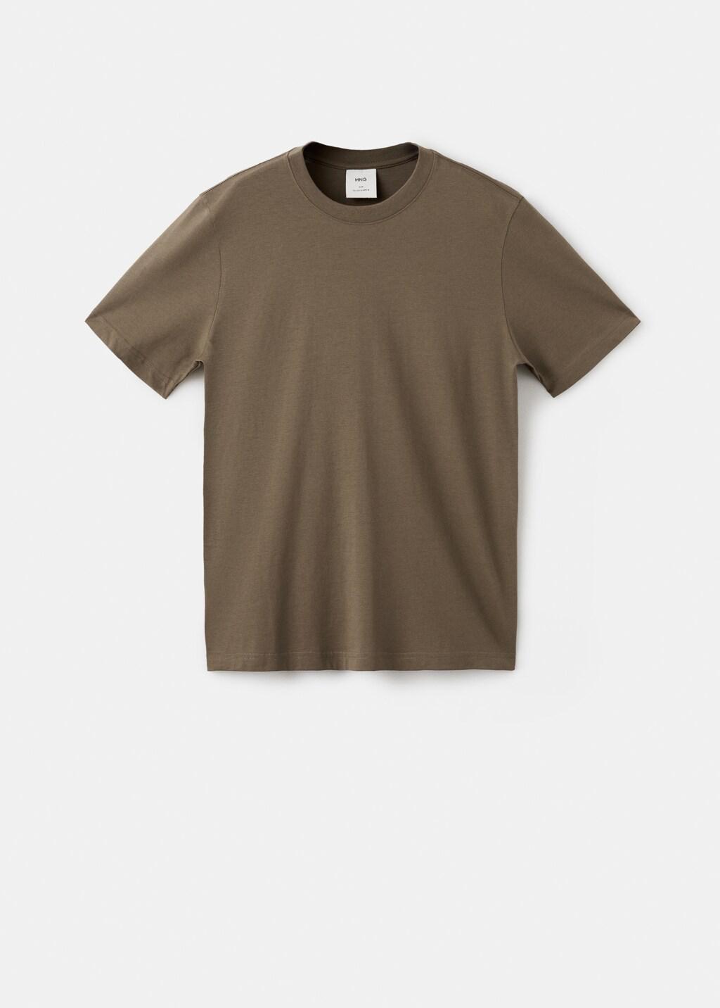 Brown Cotton Slim-Fit T-Shirt, Medium Brown, large image number 6