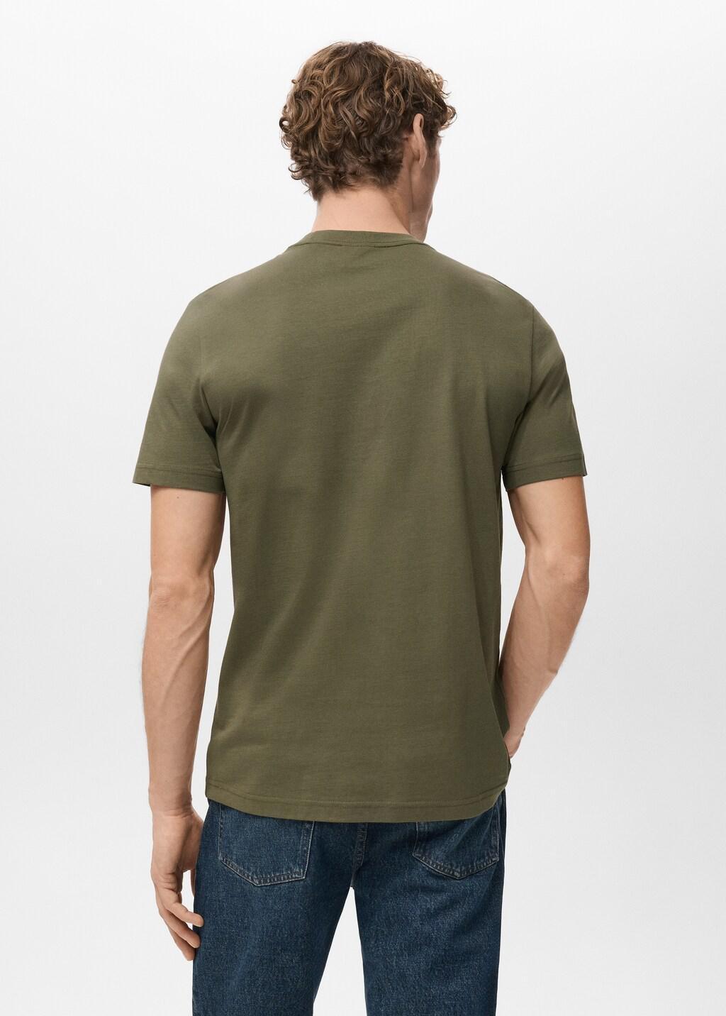 Green Cotton Slim-Fit T-Shirt, Dark Green, large image number 2