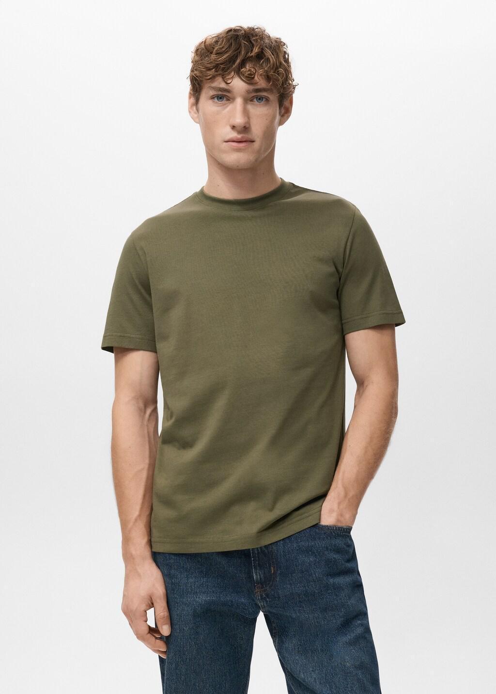 Green Cotton Slim-Fit T-Shirt, Dark Green, large image number 3