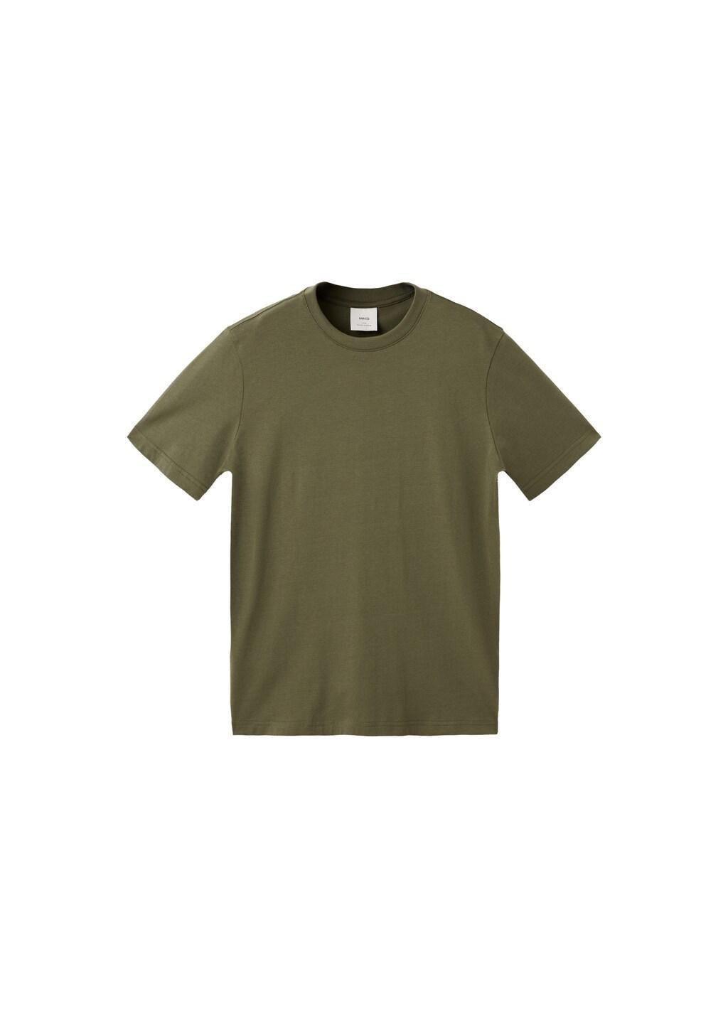 Green Cotton Slim-Fit T-Shirt, Dark Green, large image number 5