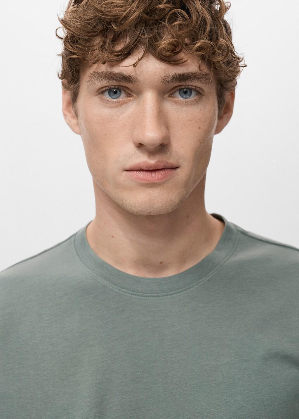 Green Cotton Slim-Fit T-Shirt, Medium Green, large image number 4