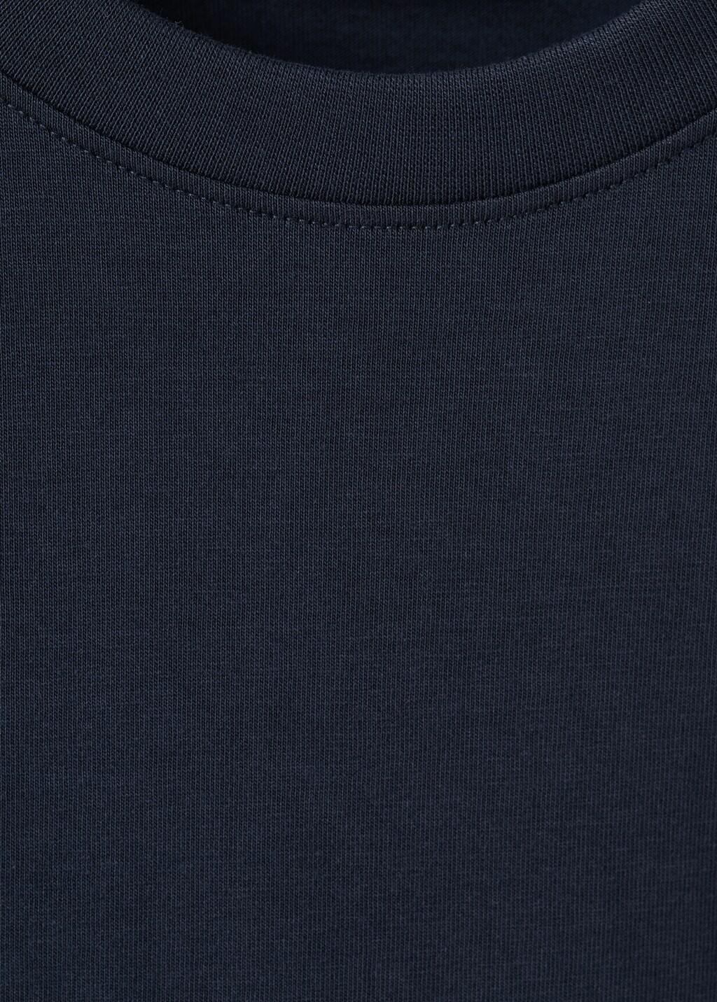 Navy Cotton Slim-Fit T-Shirt, Navy, large image number 1