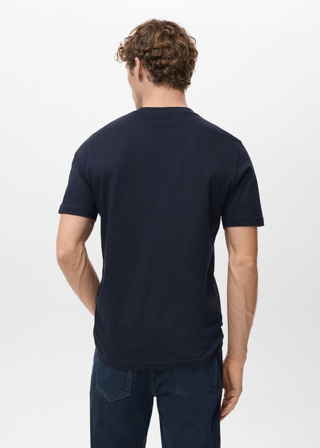 Navy Cotton Slim-Fit T-Shirt, Navy, large image number 2