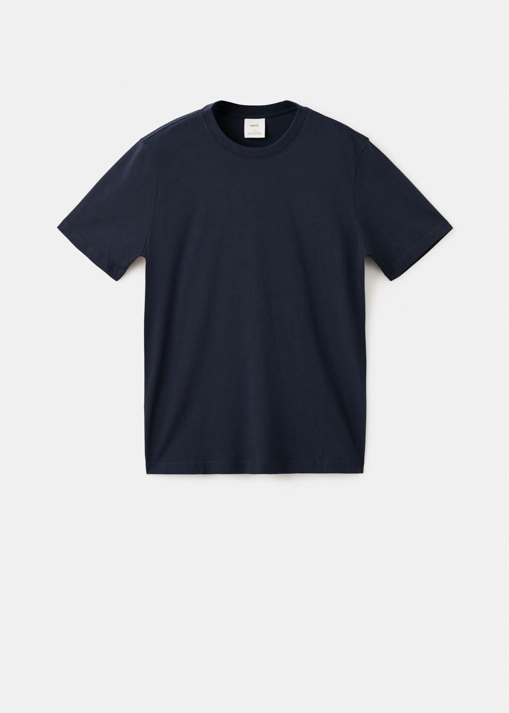 Navy Cotton Slim-Fit T-Shirt, Navy, large image number 6