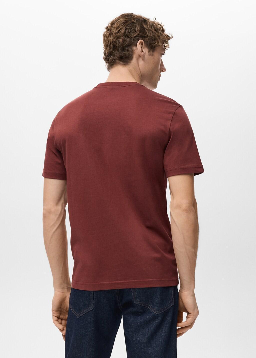Red Cotton Slim-Fit T-Shirt, Dark Red, medium