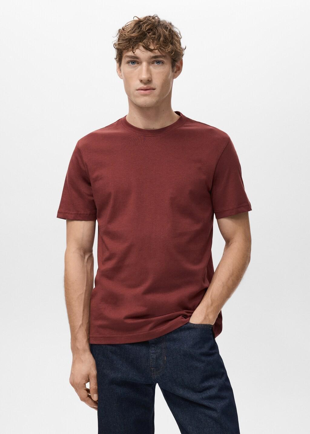 Red Cotton Slim-Fit T-Shirt, Dark Red, large image number 3