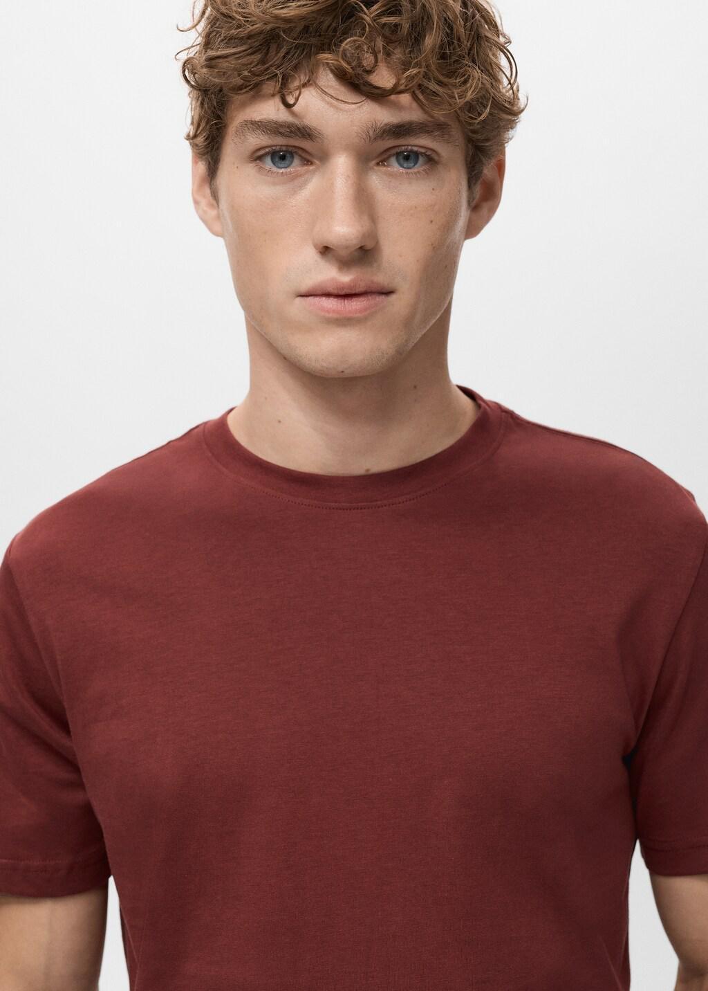 Red Cotton Slim-Fit T-Shirt, Dark Red, large image number 4