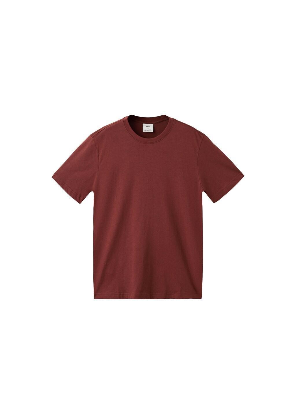 Red Cotton Slim-Fit T-Shirt, Dark Red, large image number 5