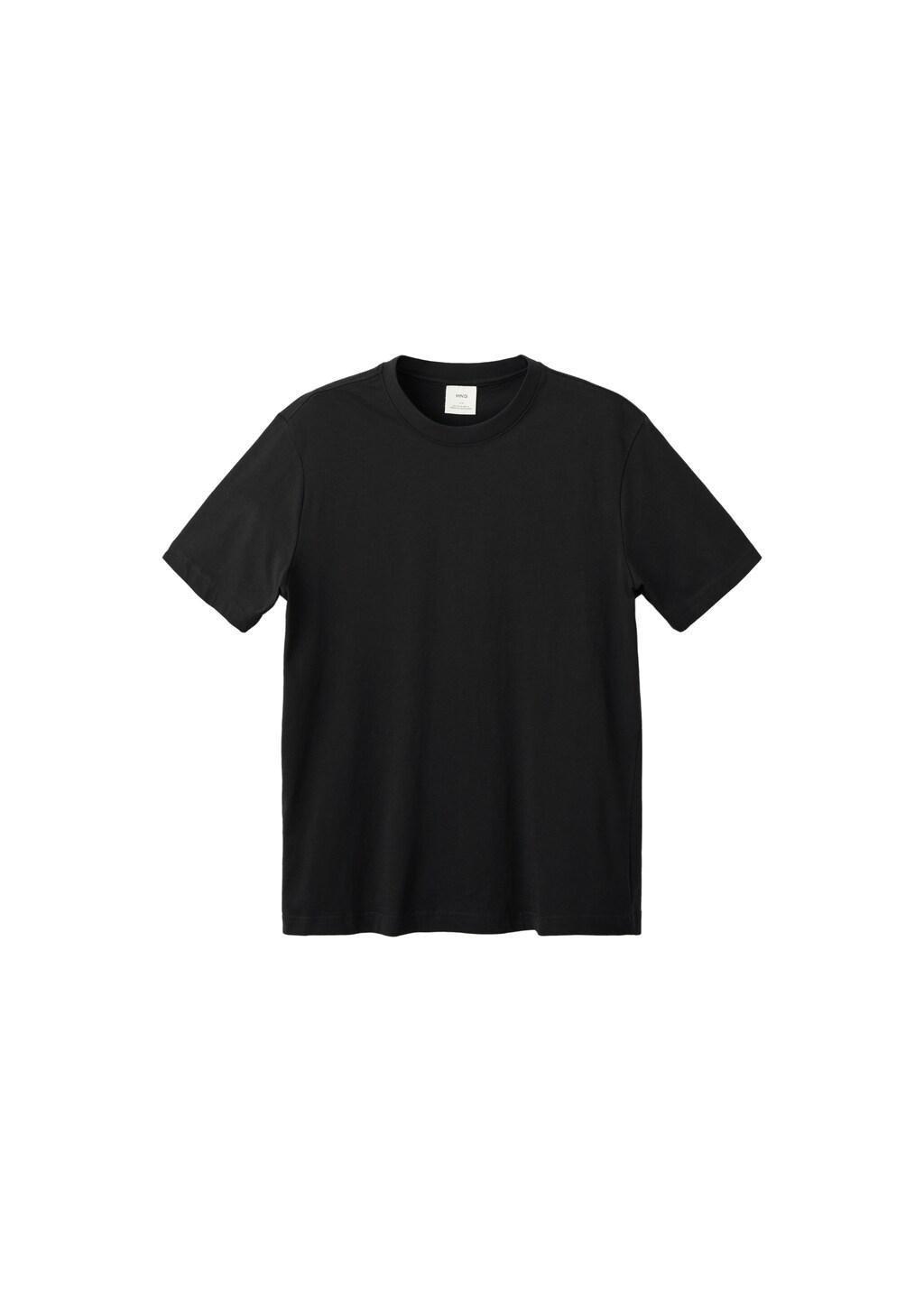 Black Cotton Slim-Fit T-Shirt, Black, large image number 6