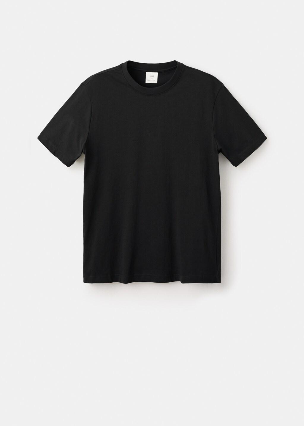 Black Cotton Slim-Fit T-Shirt, Black, large image number 7