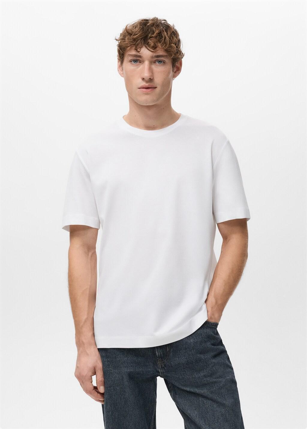White Cotton T-Shirt Regular Fit, White, large image number 3