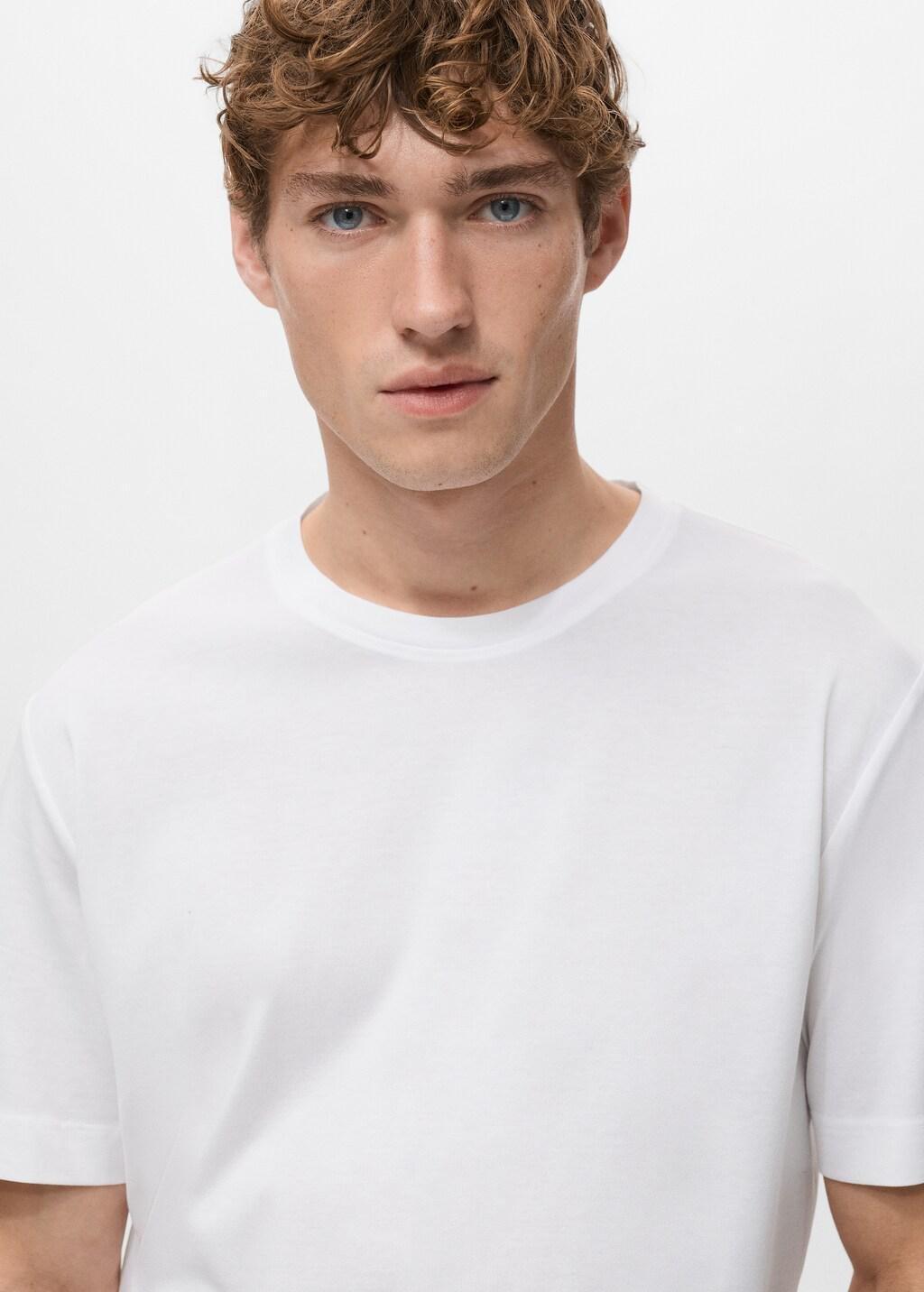 White Cotton T-Shirt Regular Fit, White, large image number 4