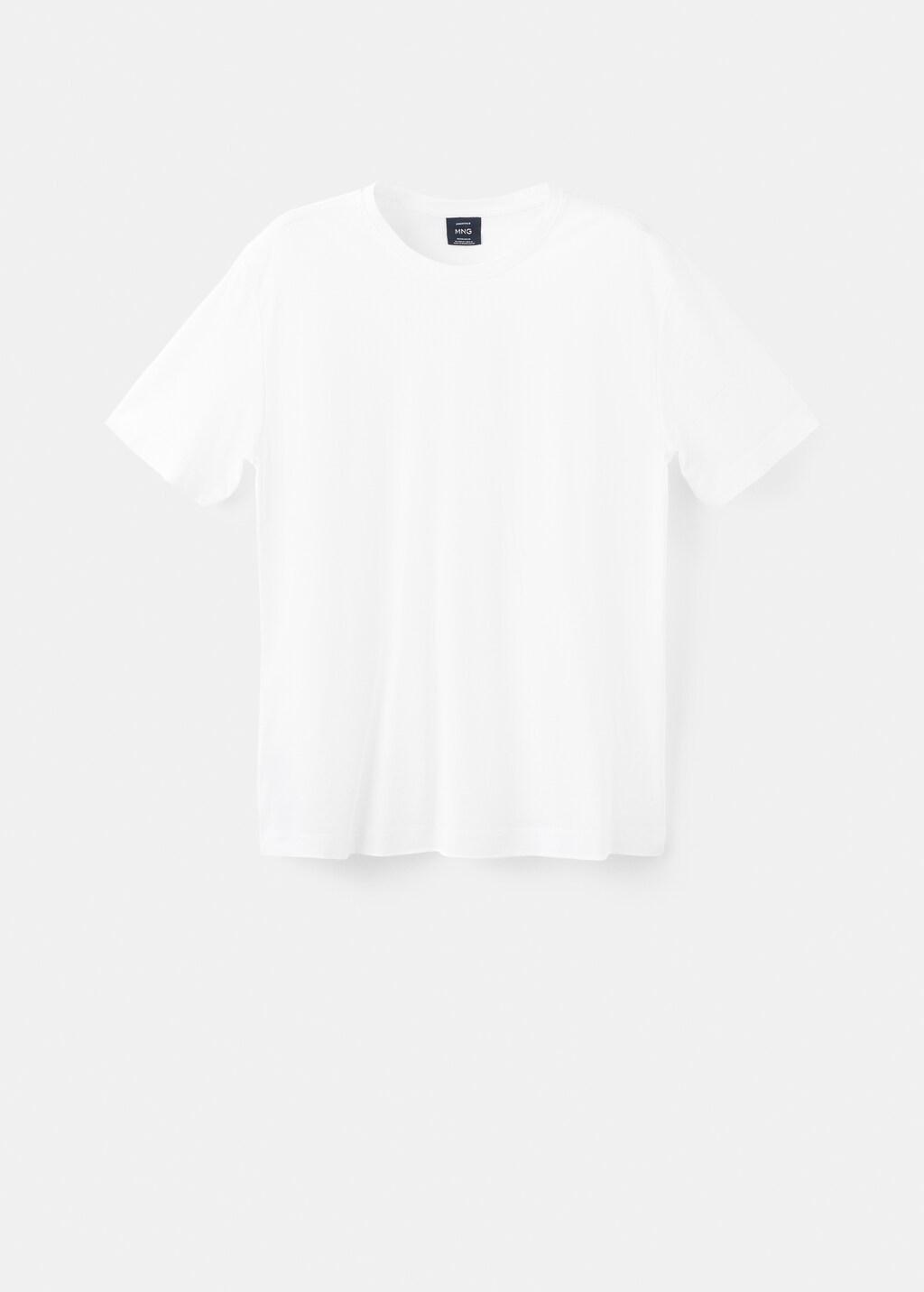White Cotton T-Shirt Regular Fit, White, large image number 7