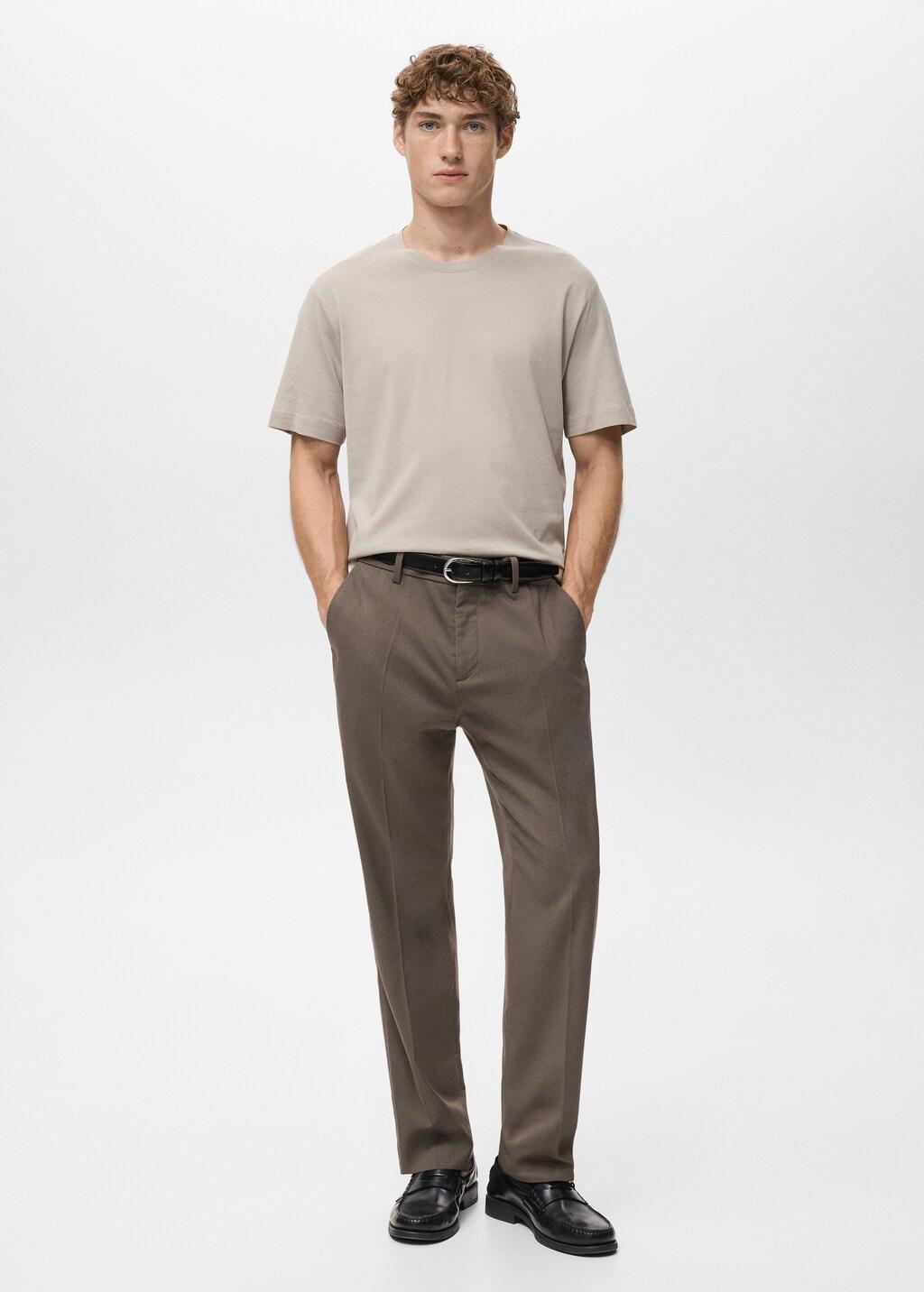 Brown Cotton T-Shirt Regular Fit, Light Pastel Brown, medium