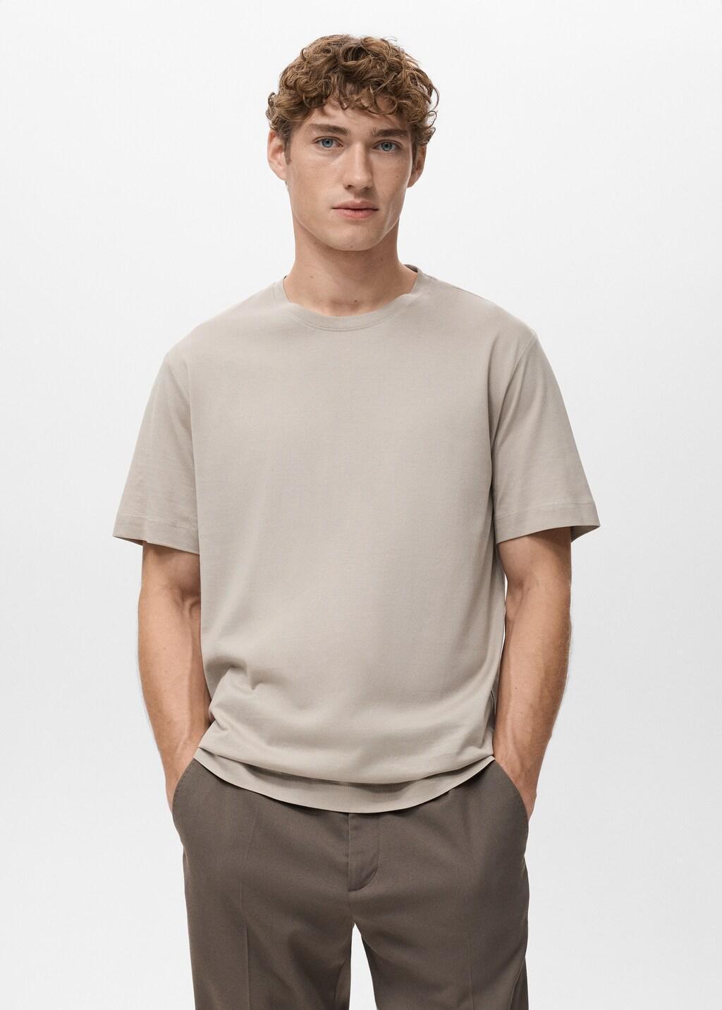 Brown Cotton T-Shirt Regular Fit, Light Pastel Brown, large image number 3