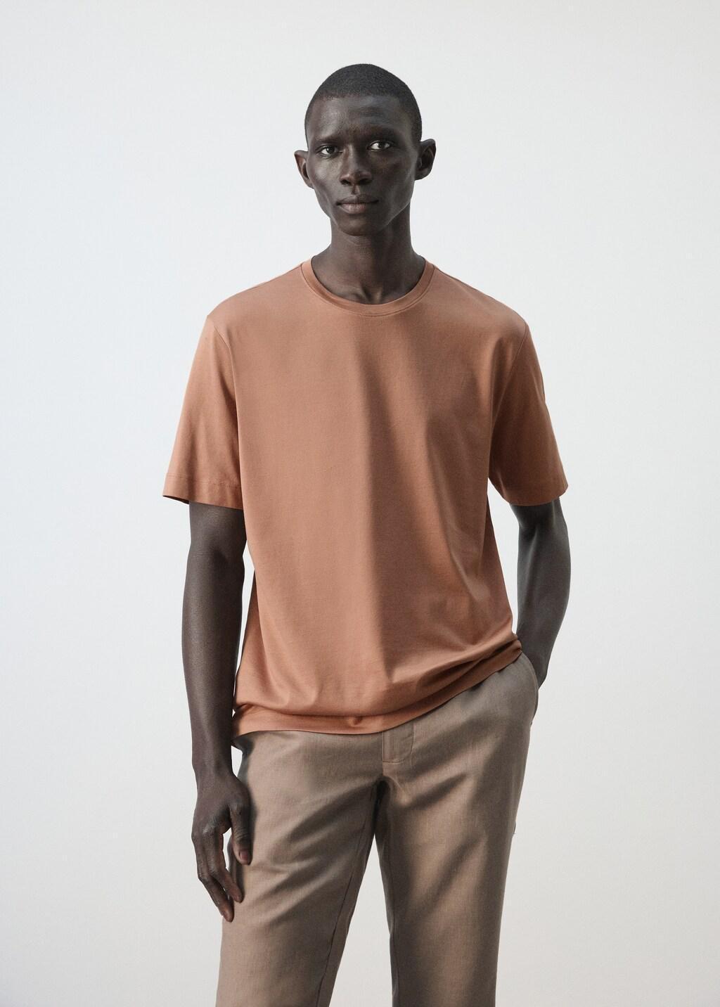 Orange Lt Pastel 100% Cotton T-Shirt Regular Fit, Light-Pastel Orange, large image number 3