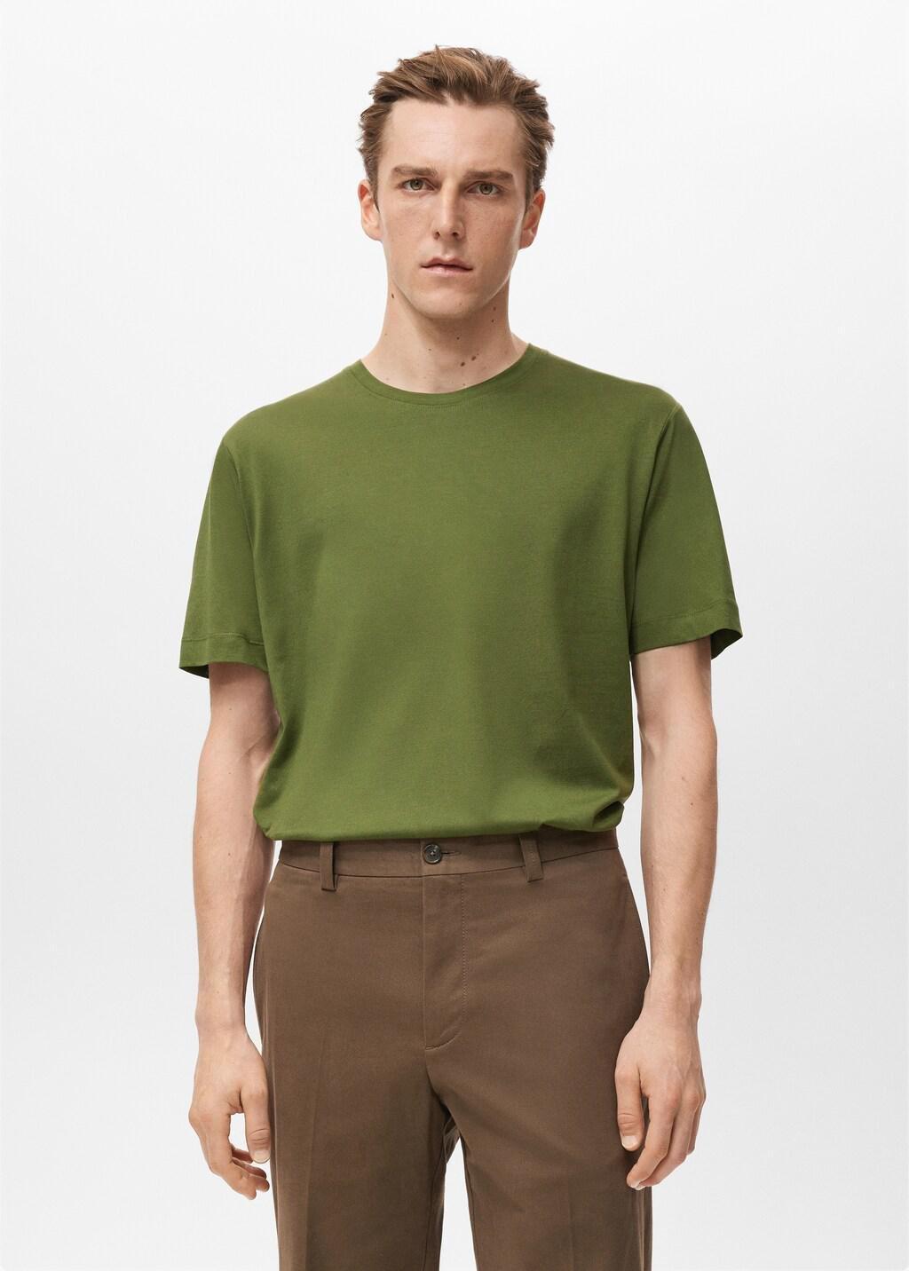 Green Cotton T-Shirt Regular Fit, Green, large image number 3