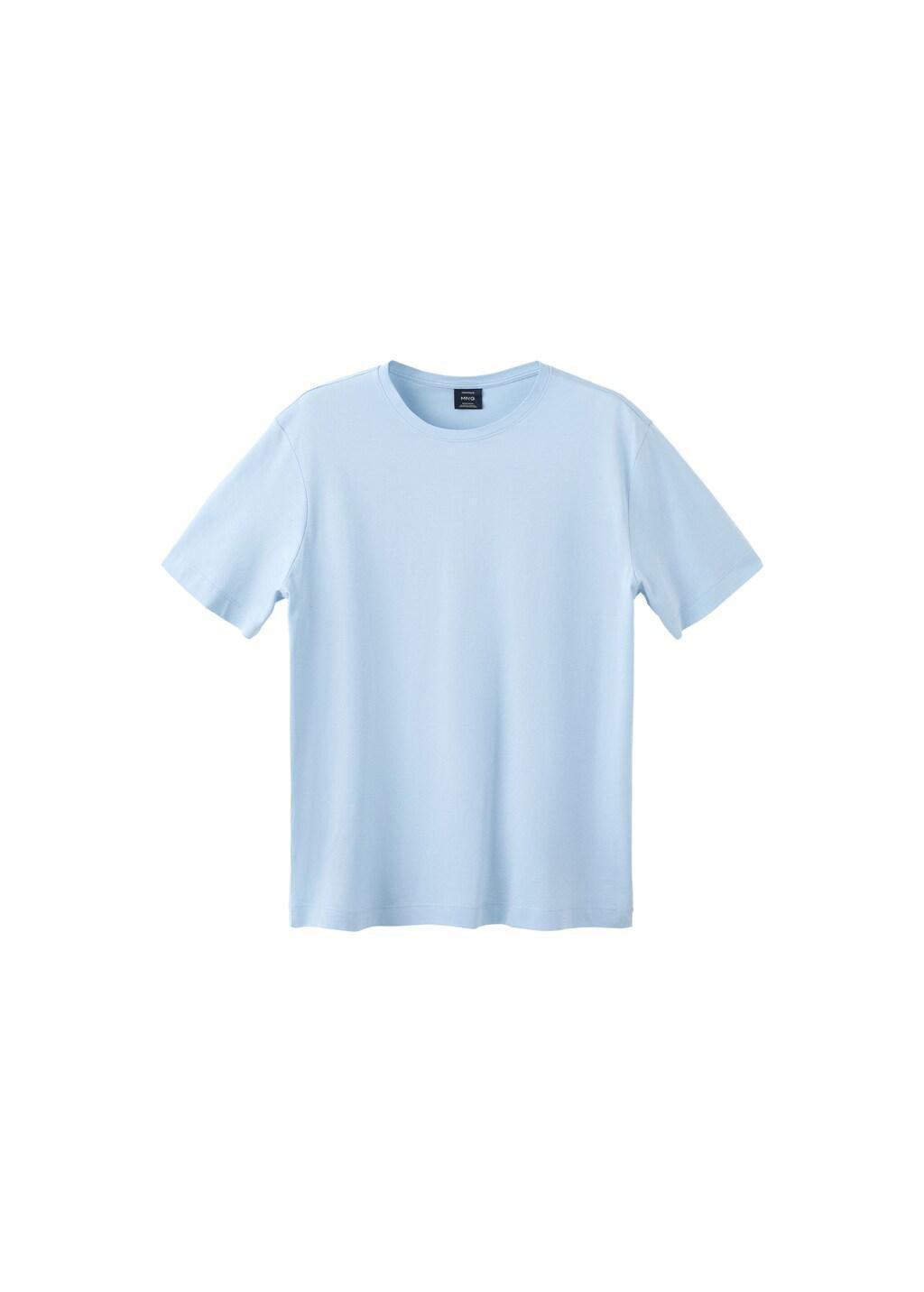 Blue Cotton T-Shirt Regular Fit, Light-Pastel Blue, large image number 6