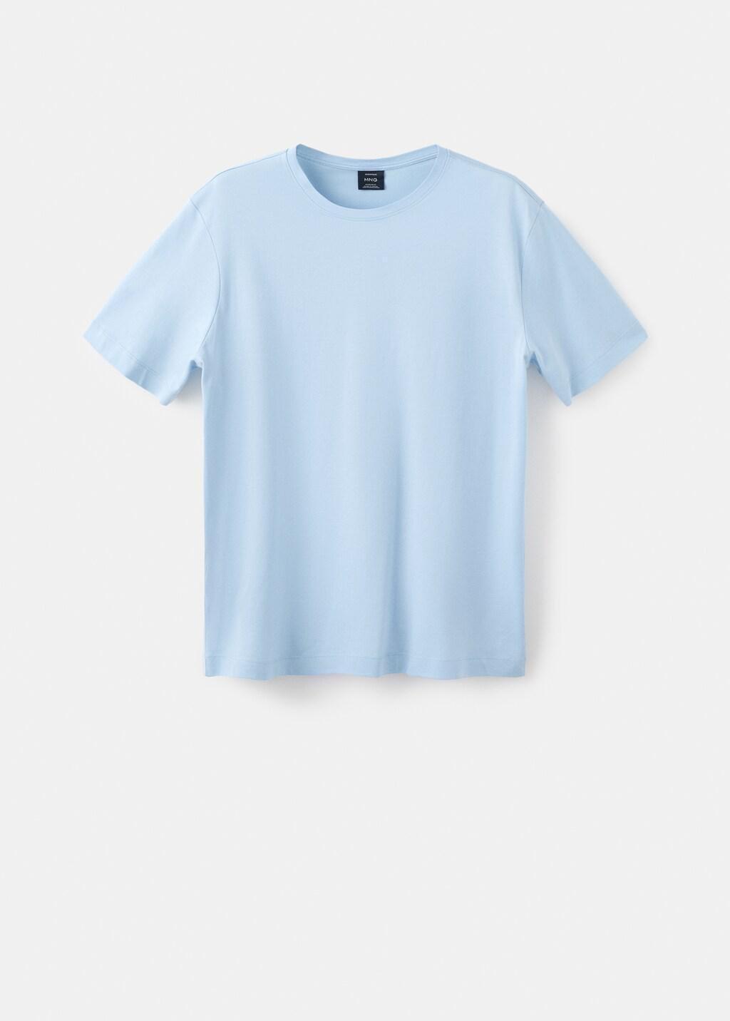 Blue Cotton T-Shirt Regular Fit, Light-Pastel Blue, large image number 7